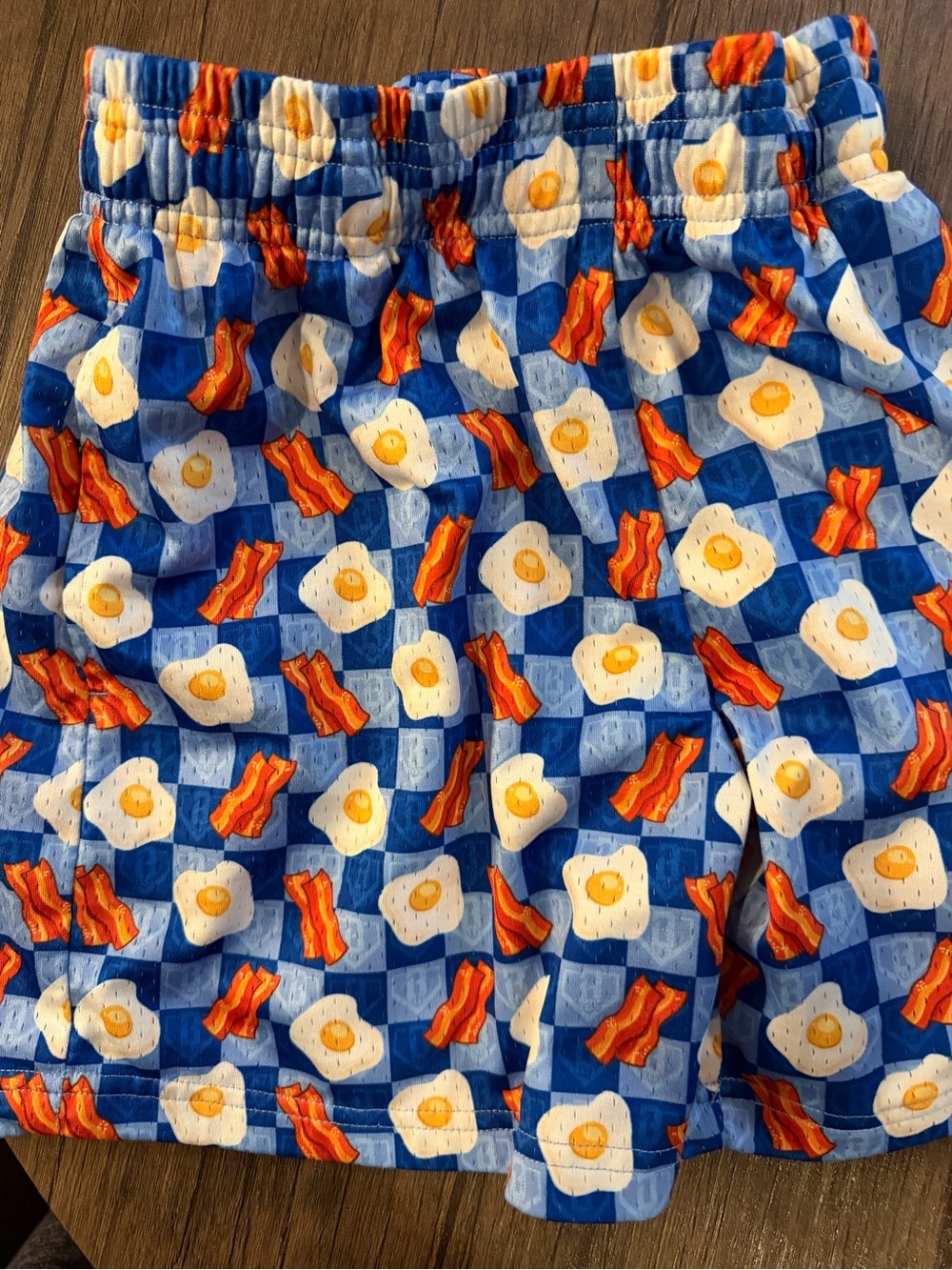 Kids Blue Breakfast-Print Elastic-Waist Shorts